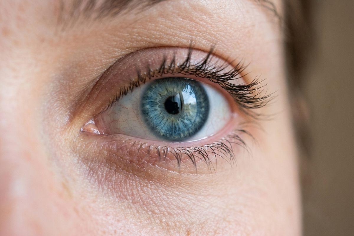 A close up of a blue eye